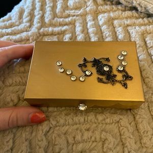 Vintage Jewelry Box, Gold with Diamond Accents